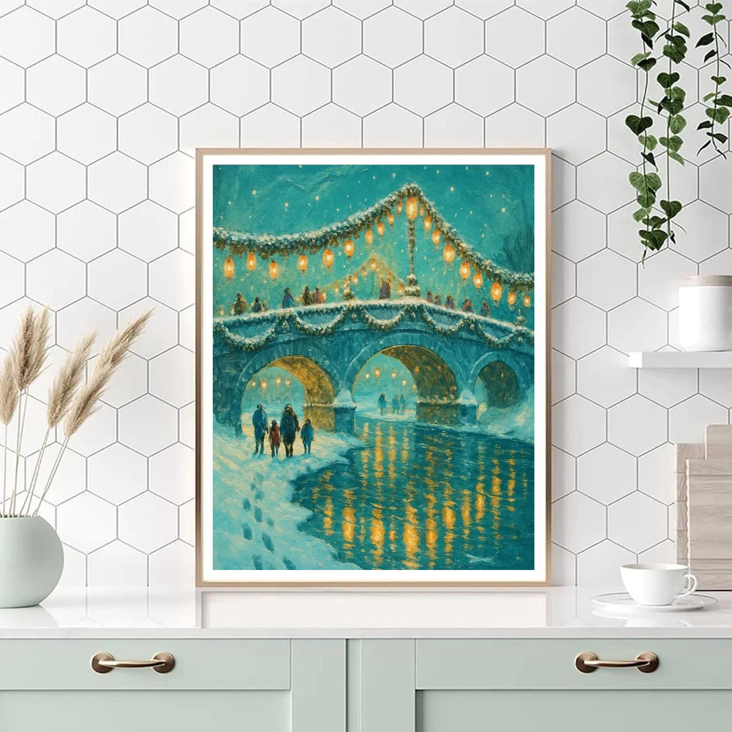 Snow Lantern Bridge Festival Numbered painting kits