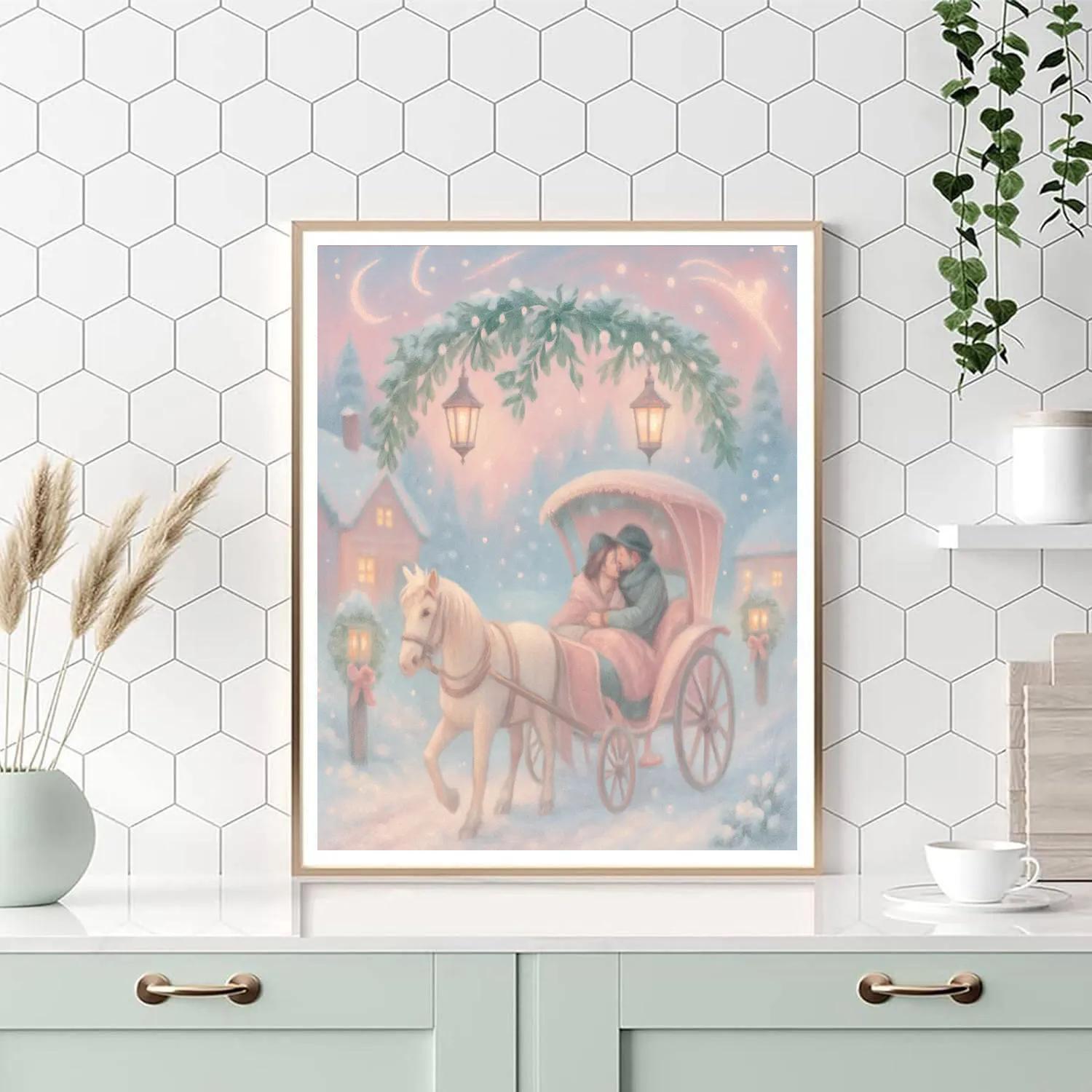 Mistletoe Lane Carriage Ride Painting by numbers kit