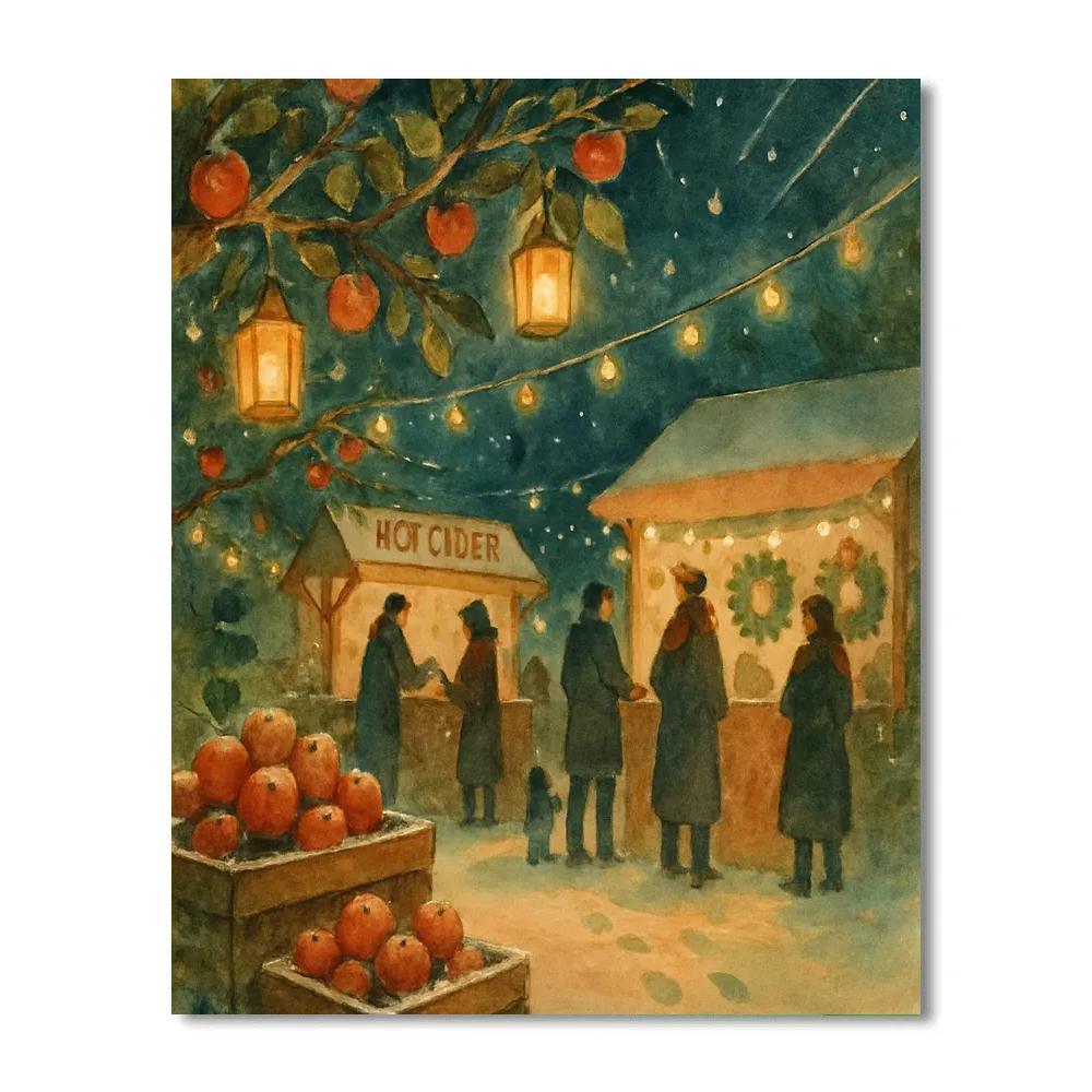 Lantern Orchard Midnight Market Number painting