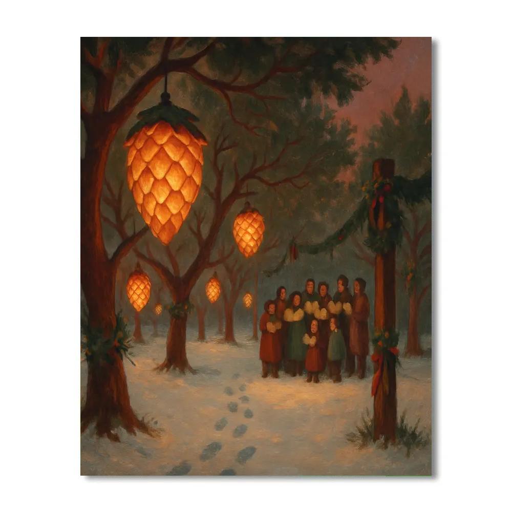 Pinecone Lantern Orchard paint by number