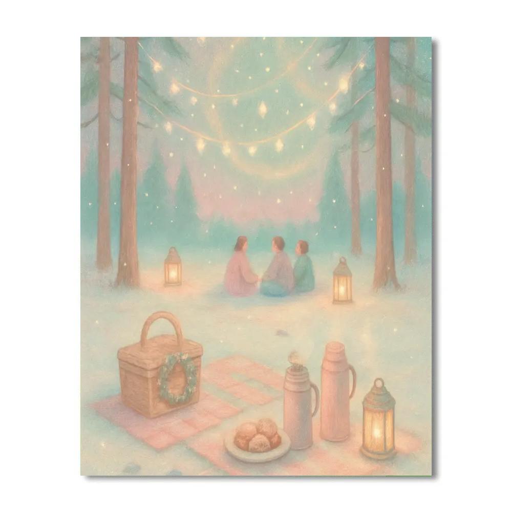Starlit Pine Lantern Picnic paint by number