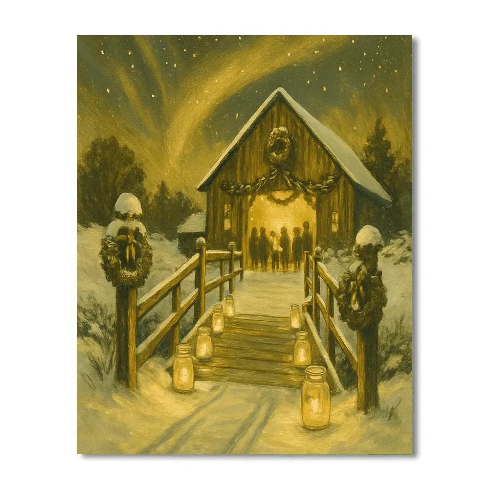 Candlelit Bridge To The Barn paint by numbers