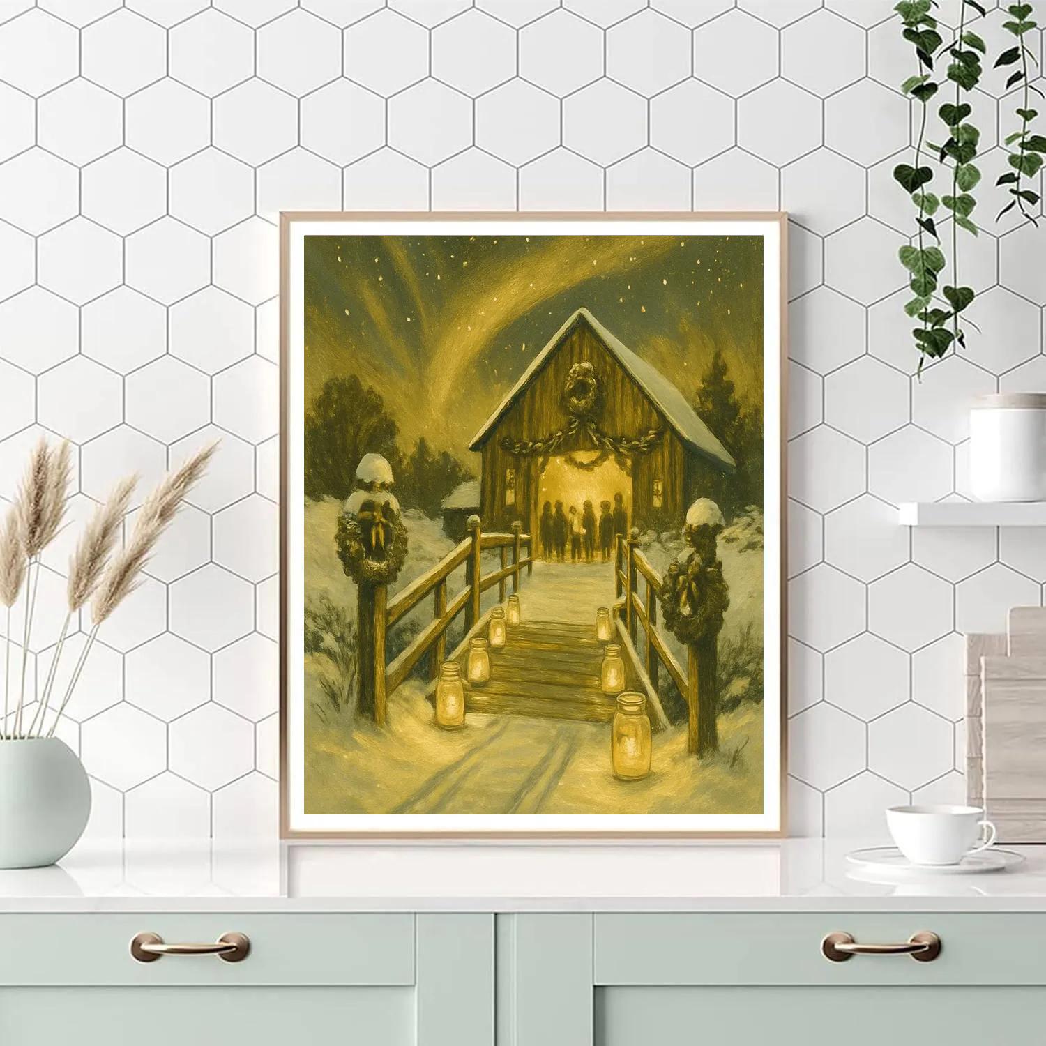 Candlelit Bridge To The Barn paint by numbers