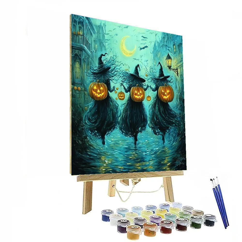 Spooky Lantern Parade Of Deep Sea Witches Paint by numbers art