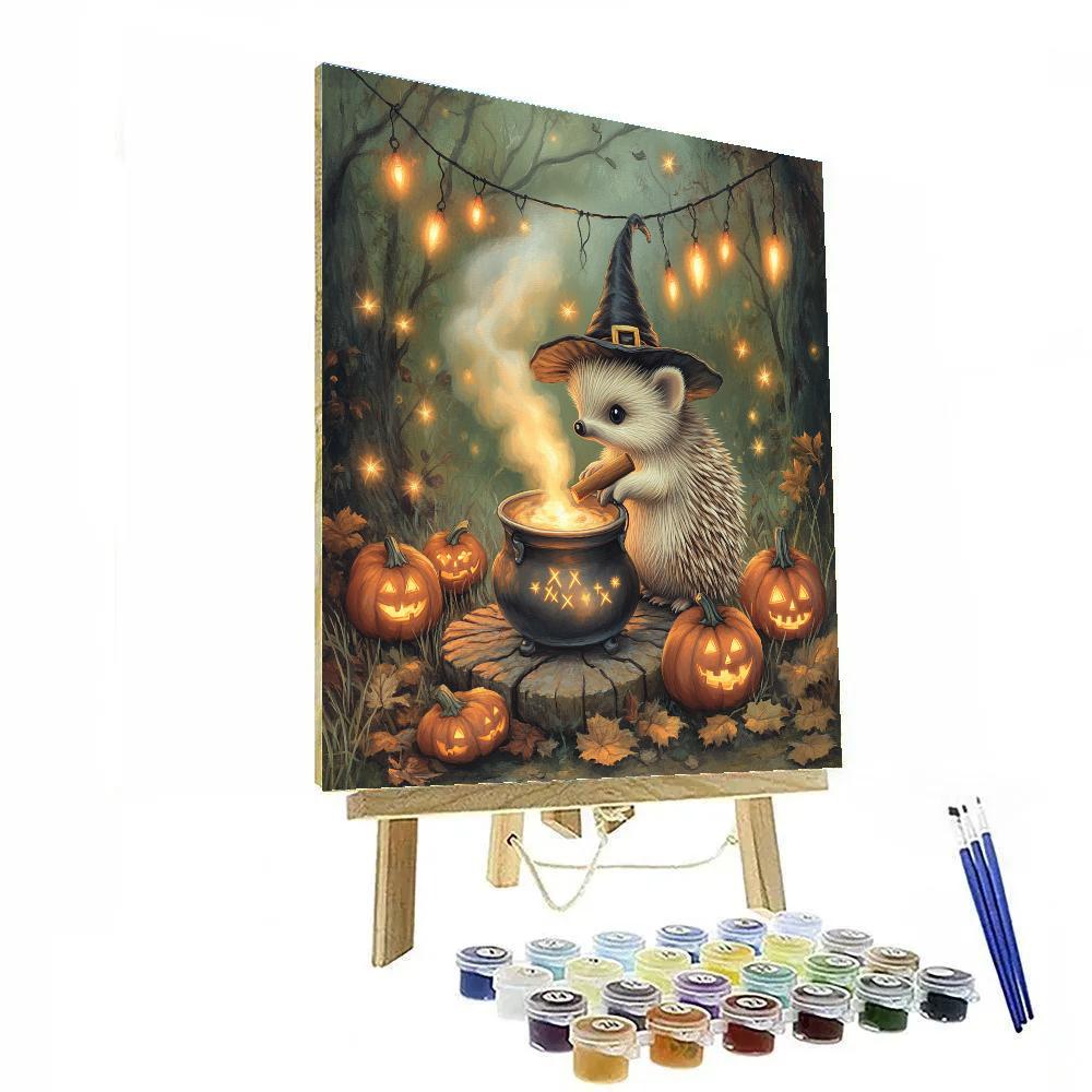 Mushroom Cottage Cauldron, Halloween Edition Paint by numbers art