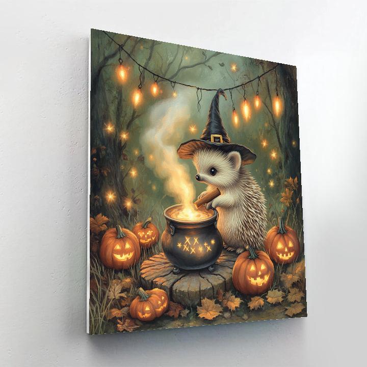Mushroom Cottage Cauldron, Halloween Edition Paint by numbers art
