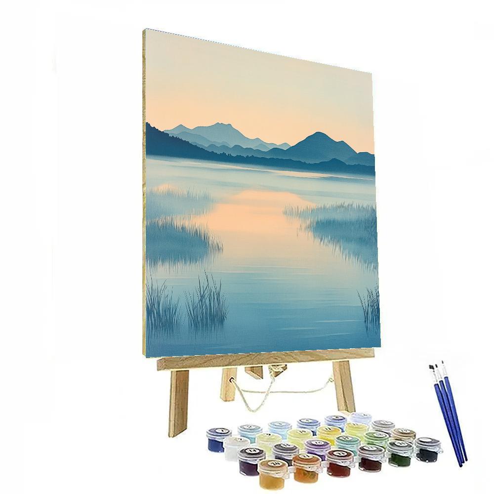 Hiroshige Inspired Veil Of Dawn Mist Over Silent Marsh Painting by numbers kit