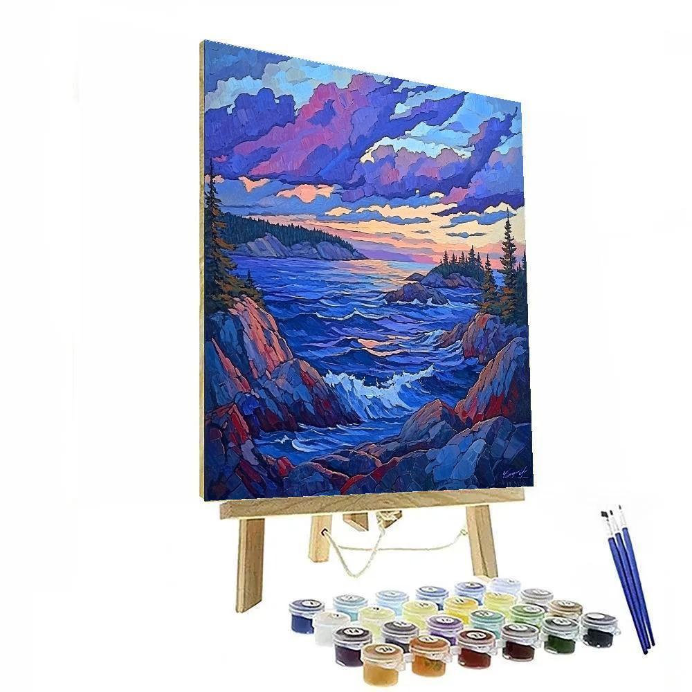 Arthur Lismer Inspired Sgraffito Gale Over Georgian Bay Ridges Painting by numbers kit