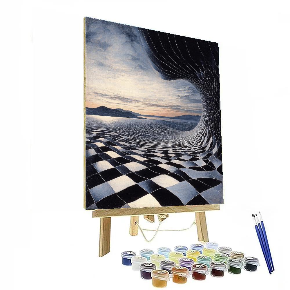 M.C. Escher Inspired Paradox Of The Infinite Lattice Horizon paint by numbers