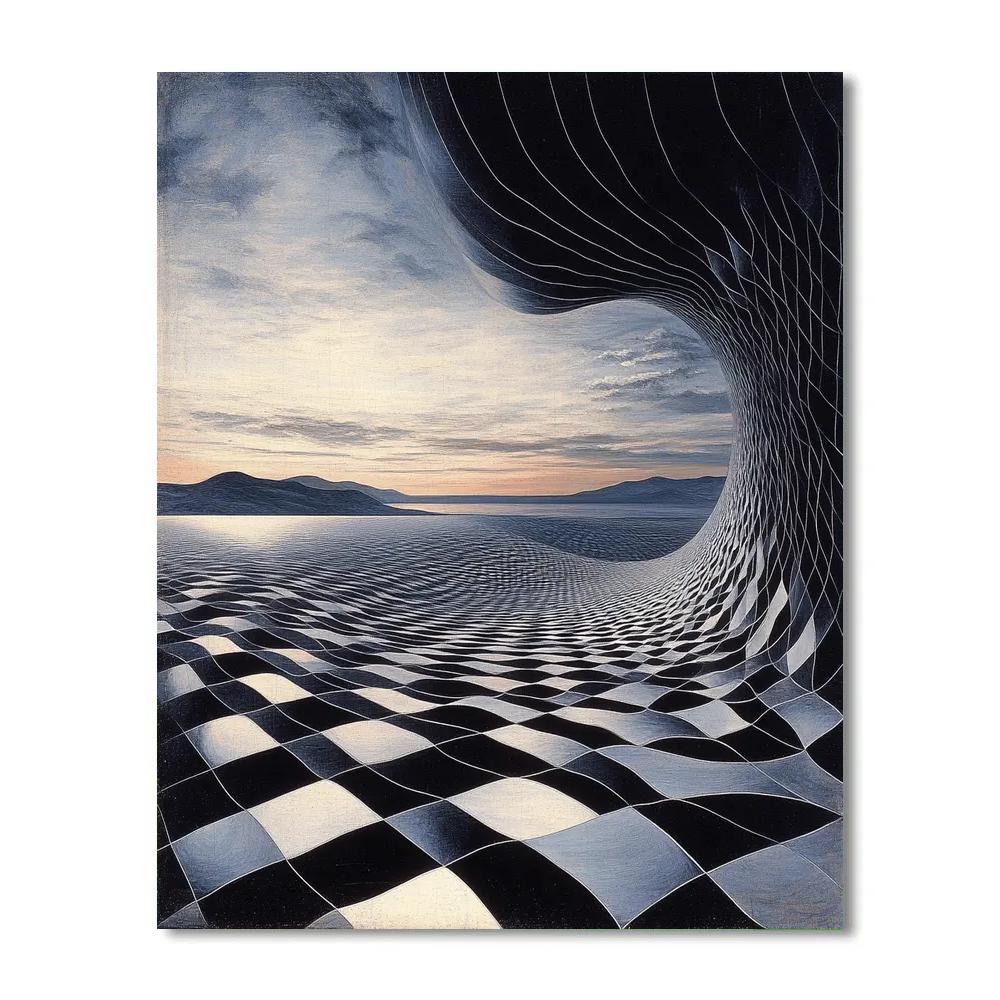M.C. Escher Inspired Paradox Of The Infinite Lattice Horizon paint by numbers