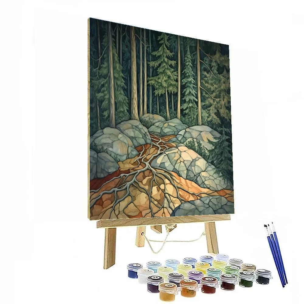 Arthur Lismer Inspired Tangled Root Mat And Granite Veins Close Study Paint by numbers art