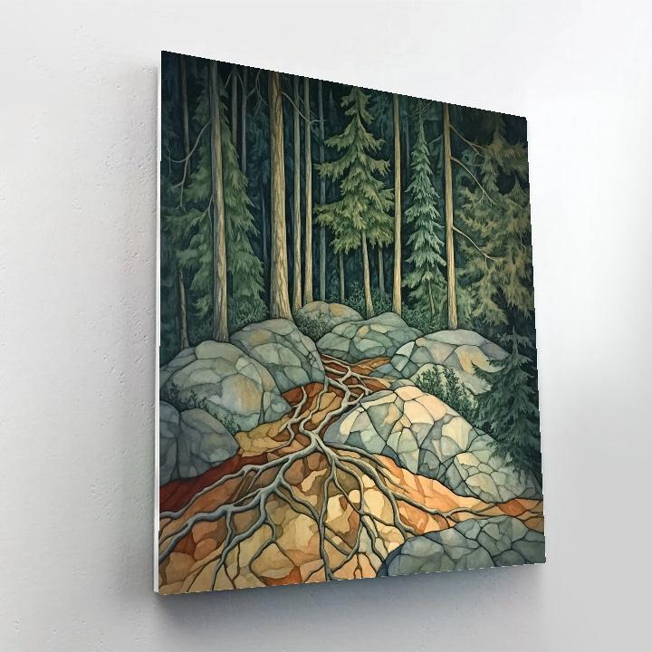 Arthur Lismer Inspired Tangled Root Mat And Granite Veins Close Study Paint by numbers art