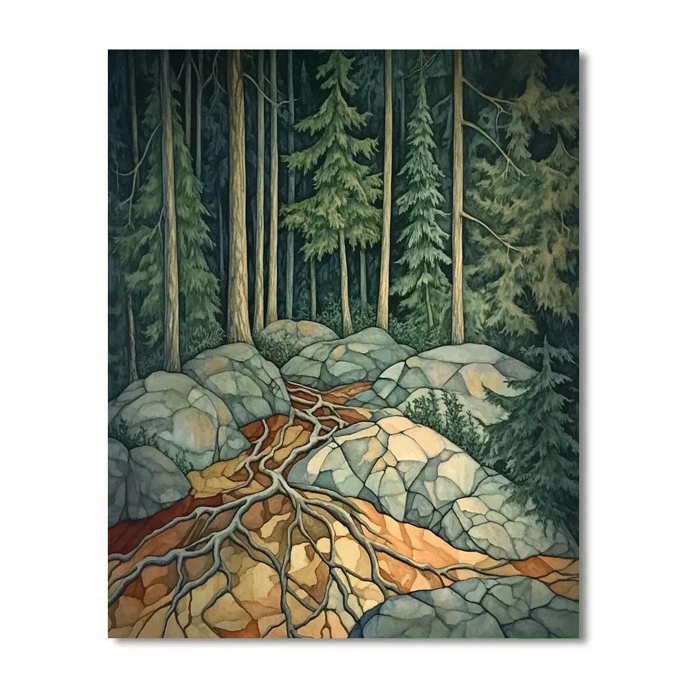 Arthur Lismer Inspired Tangled Root Mat And Granite Veins Close Study Paint by numbers art