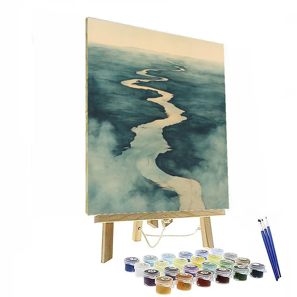 Leonardo Da Vinci Inspired River Delta Cartography Number painting
