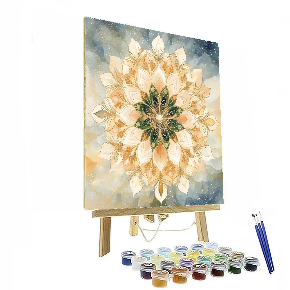 Alphonse Mucha Inspired Nebula Blossom Mandala paint by color