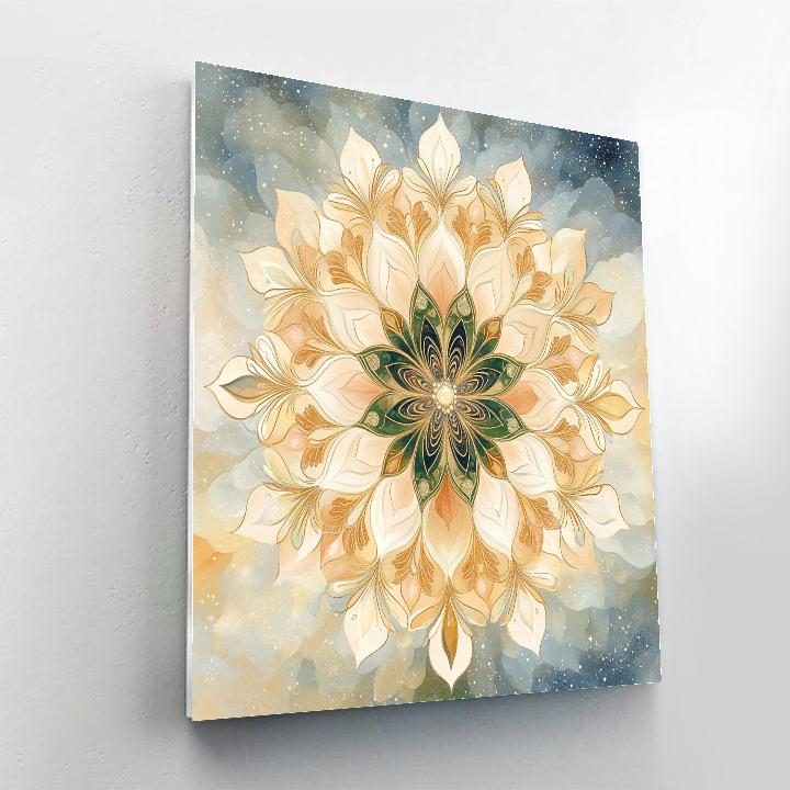Alphonse Mucha Inspired Nebula Blossom Mandala paint by color