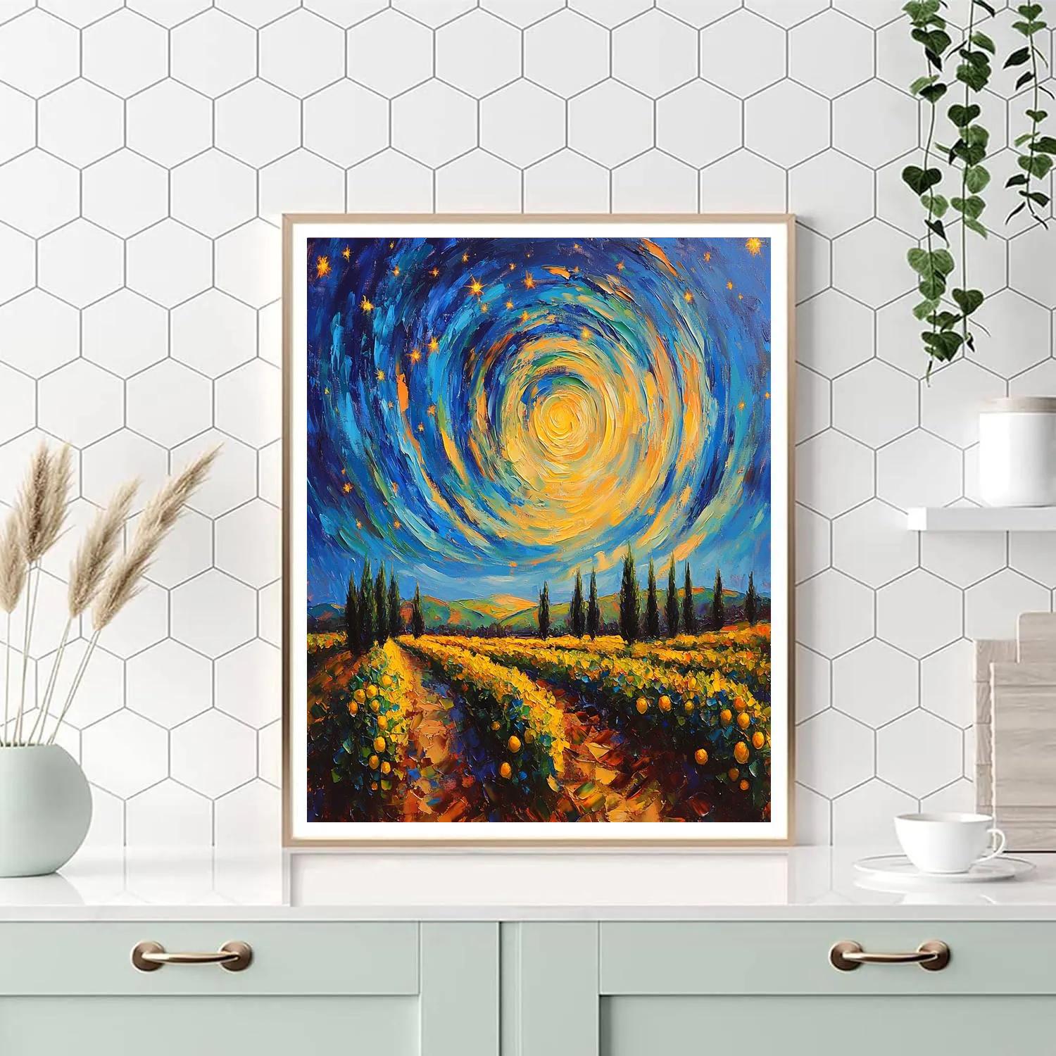 Van Gogh Inspired Starry Orchard Paint by numbers art