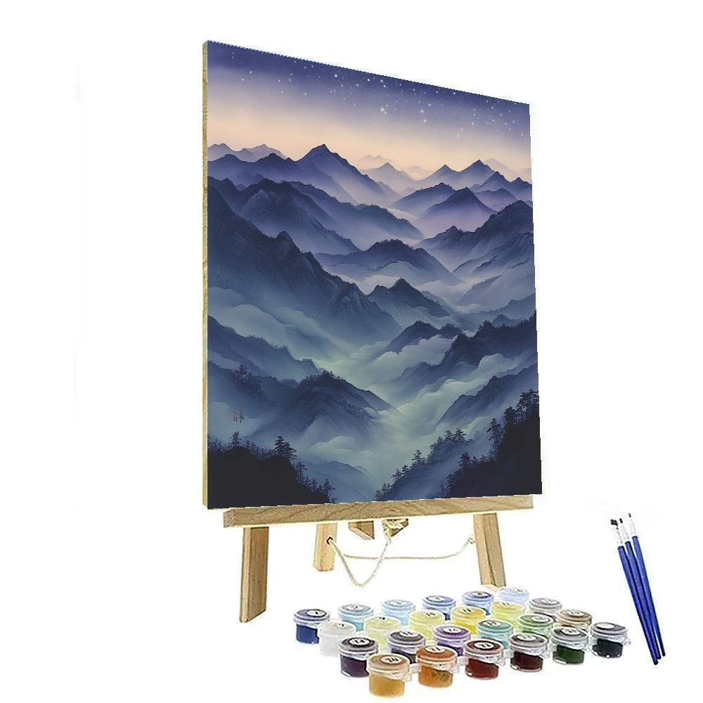 Zhao Mengfu Inspired Nebula Mist Mountain Silence paint by numbers