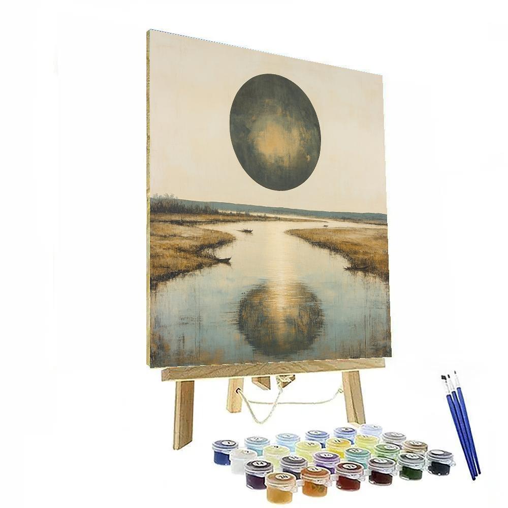 Zhao Mengfu Inspired Eclipse River Of Stillness paint by color