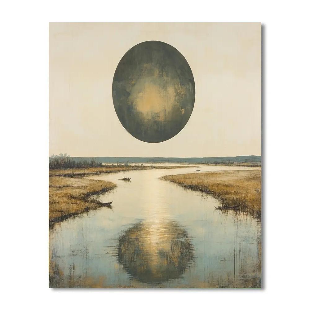 Zhao Mengfu Inspired Eclipse River Of Stillness paint by color