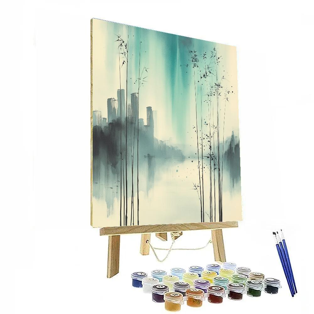 Zhao Mengfu Inspired Aurora Bamboo Void Garden paint by number