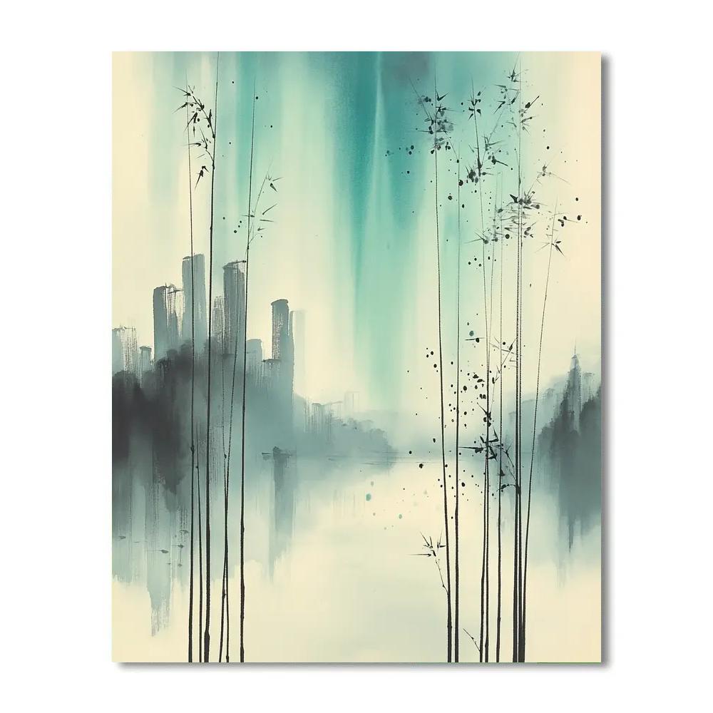 Zhao Mengfu Inspired Aurora Bamboo Void Garden paint by number
