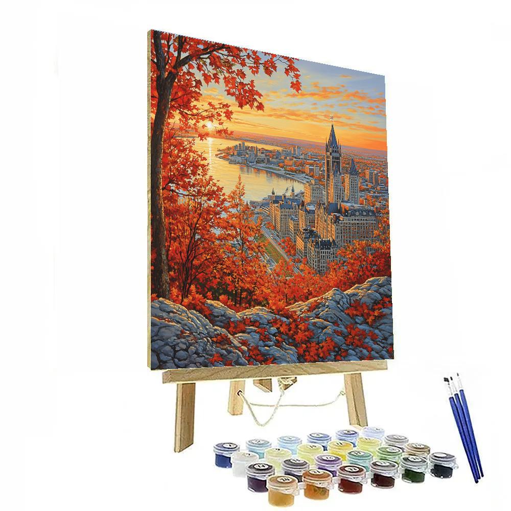 Panoramic View From Mount Royal Park Overlook Montreal Canada paint by color