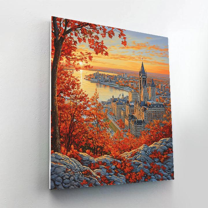 Panoramic View From Mount Royal Park Overlook Montreal Canada paint by color