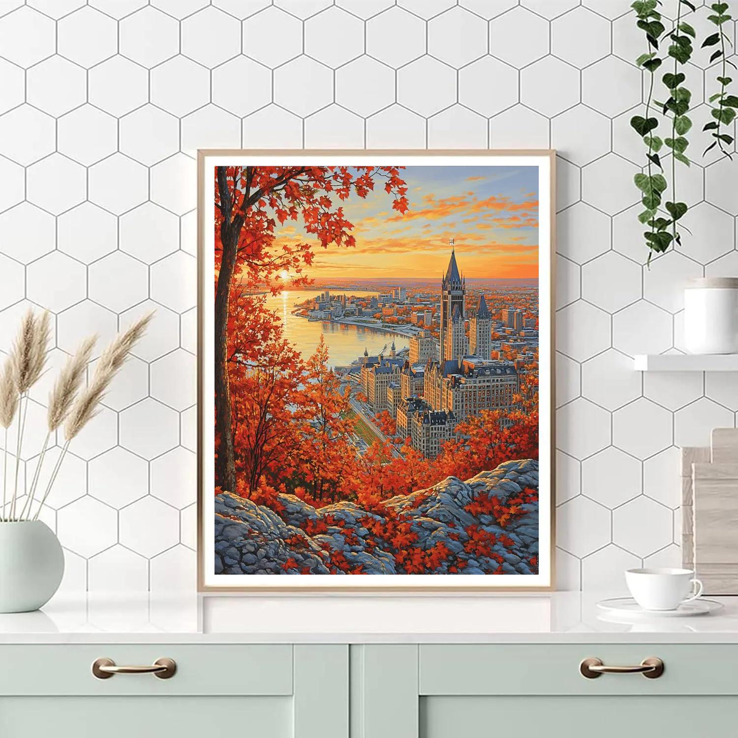 Panoramic View From Mount Royal Park Overlook Montreal Canada paint by color