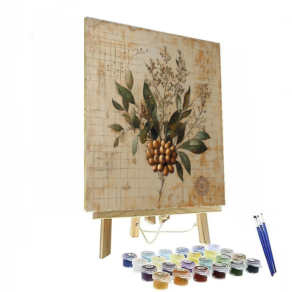 Leonardo Da Vinci Inspired Garden Seed Geometry DIY paint by numbers