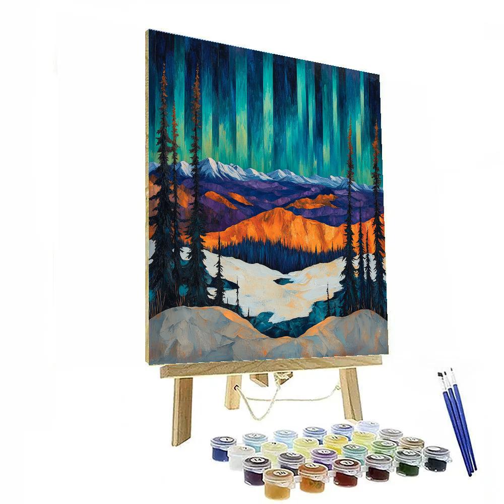 A.Y. Jackson Inspired Aurora Over Algoma Ridges Number painting