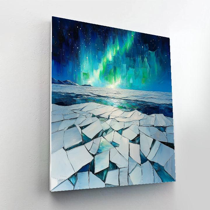 Jean-Paul Riopelle Inspired Aurora Fracture Over Boreal Icefield paint by numbers