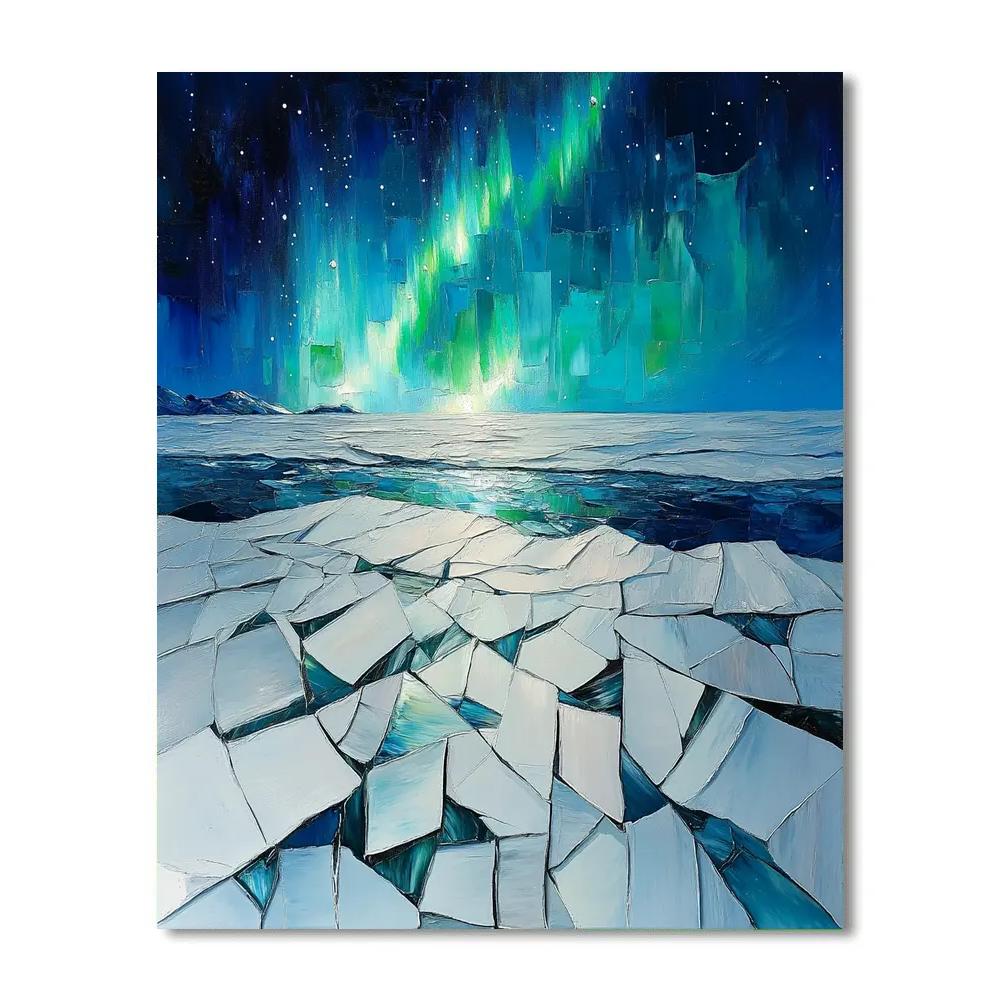 Jean-Paul Riopelle Inspired Aurora Fracture Over Boreal Icefield paint by numbers