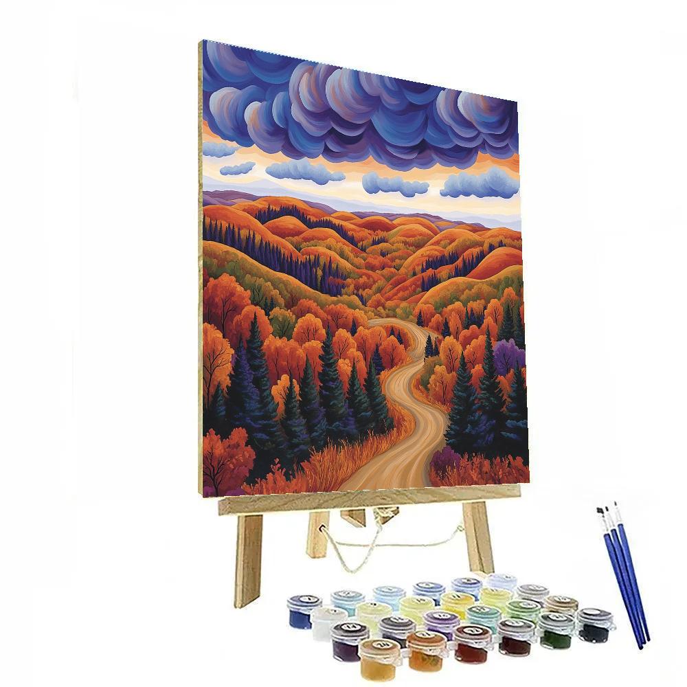 J E H MacDonald Inspired Algoma Ridge In Copper Autumn Blaze DIY paint by numbers