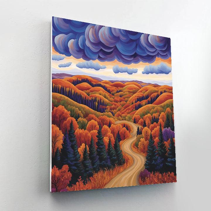 J E H MacDonald Inspired Algoma Ridge In Copper Autumn Blaze DIY paint by numbers