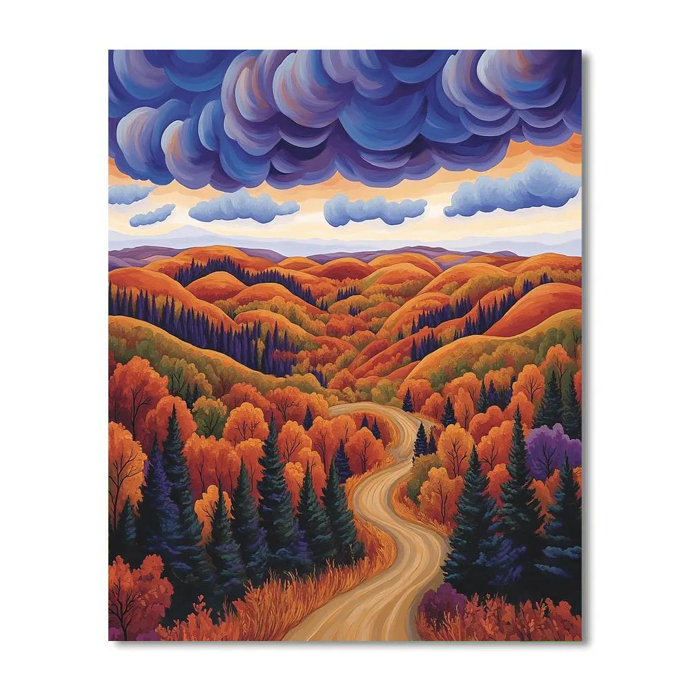 J E H MacDonald Inspired Algoma Ridge In Copper Autumn Blaze DIY paint by numbers