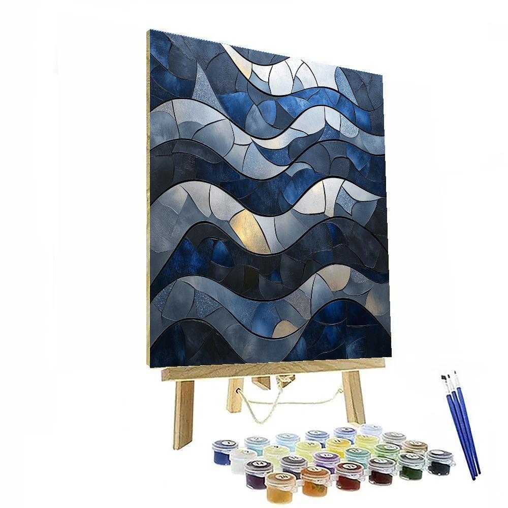 Jean-Paul Riopelle Inspired Slate River Confluence In Silver Light Paint by numbers art