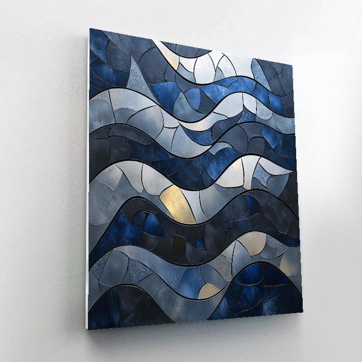 Jean-Paul Riopelle Inspired Slate River Confluence In Silver Light Paint by numbers art