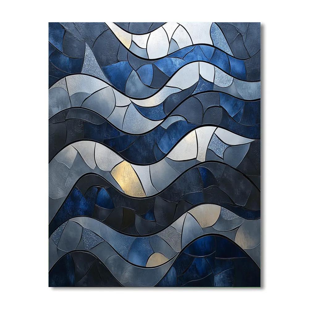 Jean-Paul Riopelle Inspired Slate River Confluence In Silver Light Paint by numbers art