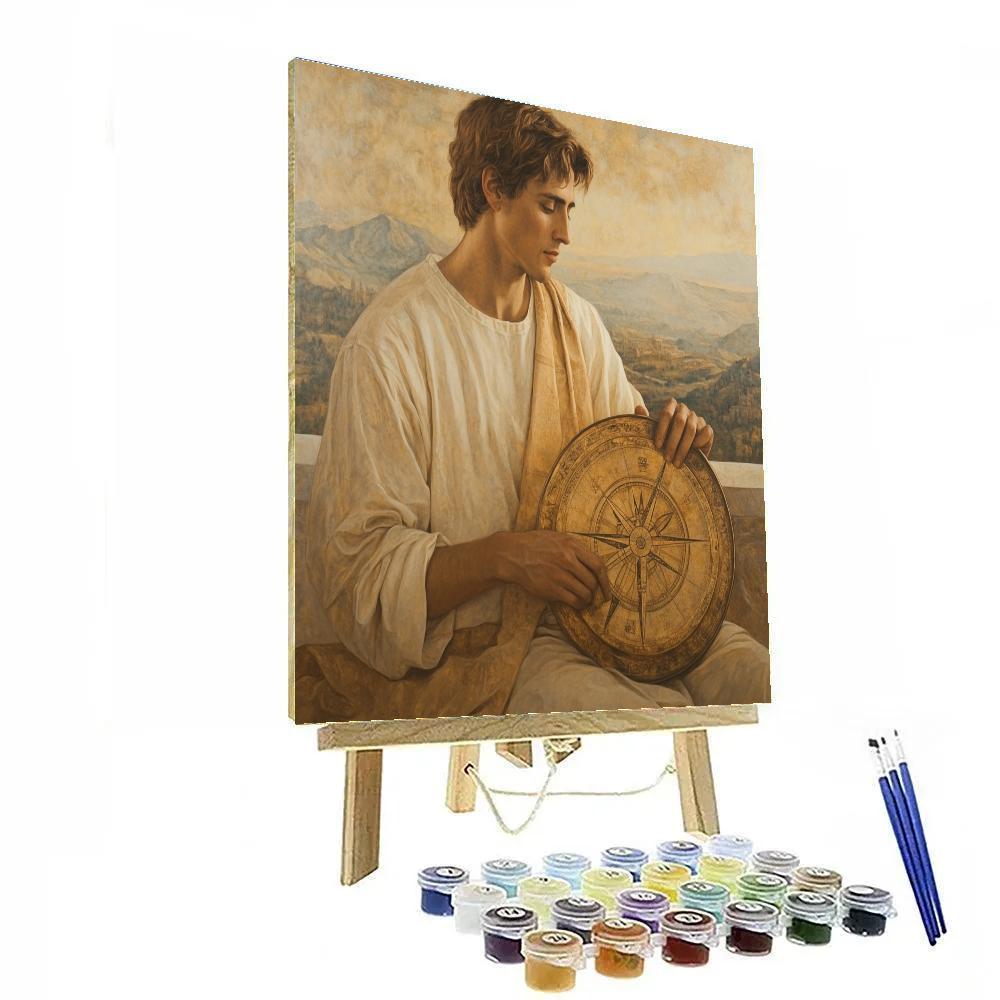 Leonardo Da Vinci Inspired Renaissance Skywatcher paint by color