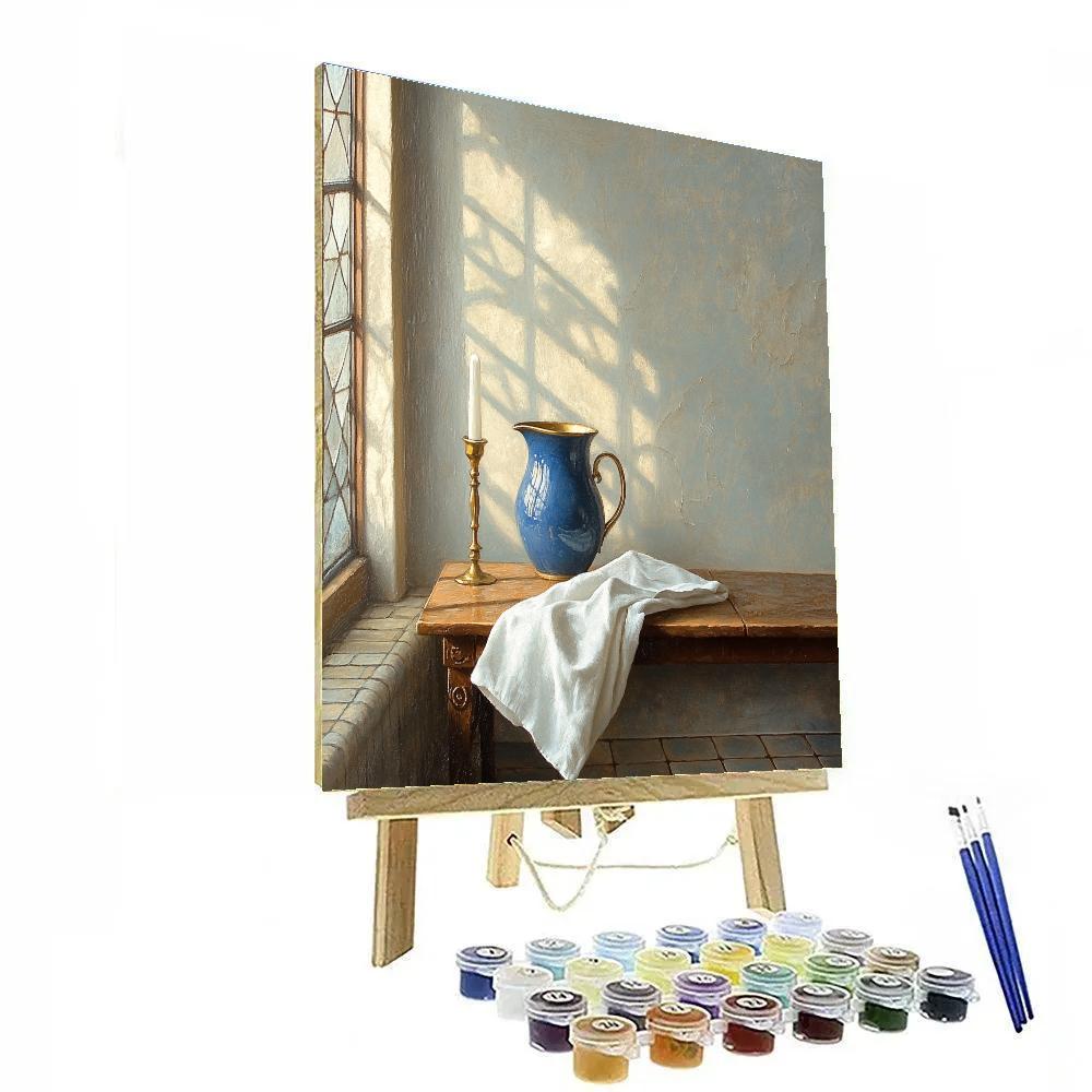 Johannes Vermeer Inspired Lapis Blue Pitcher And Pearls Of Light Number painting