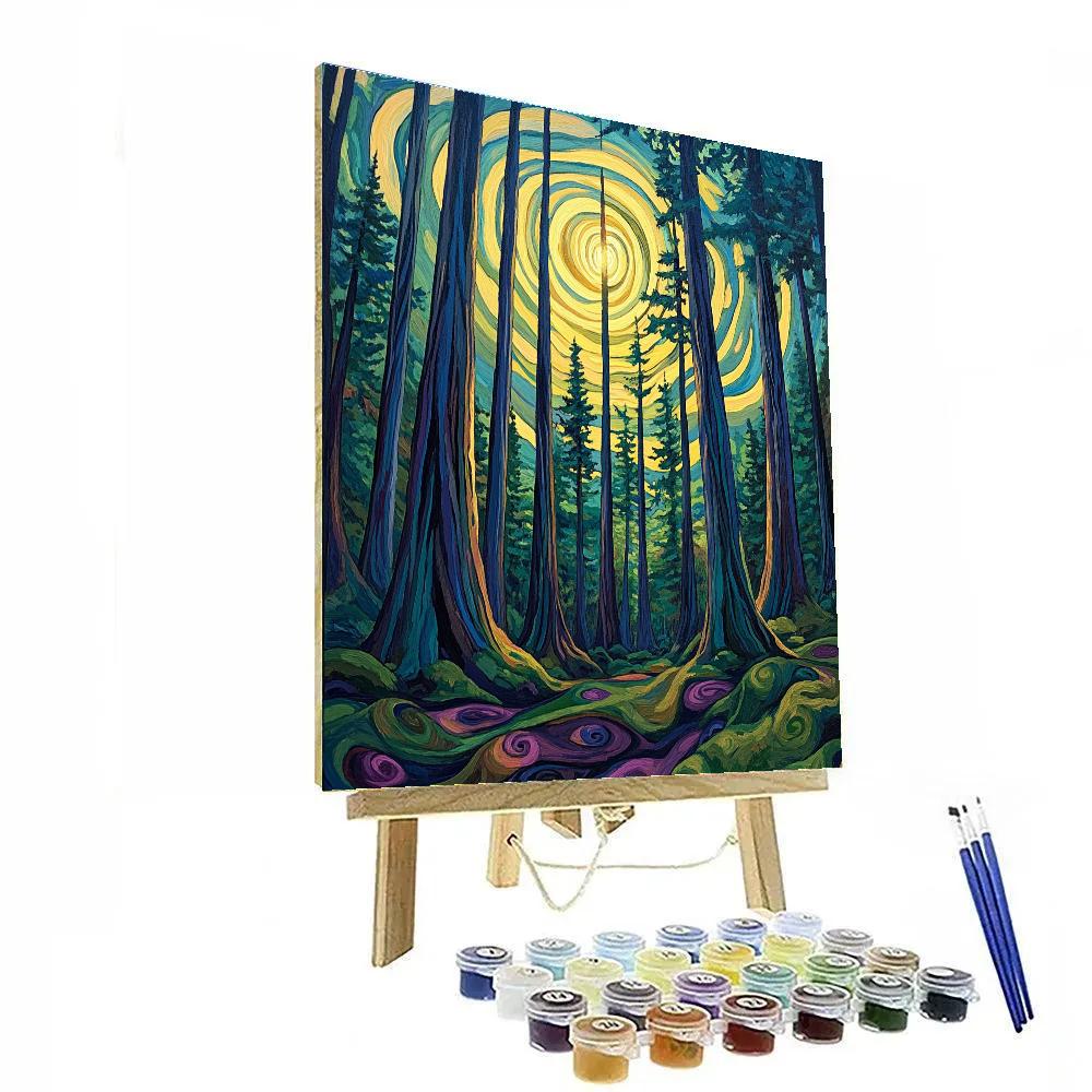 Emily Carr Inspired Cathedral Cedar Vortex Numbered painting kits