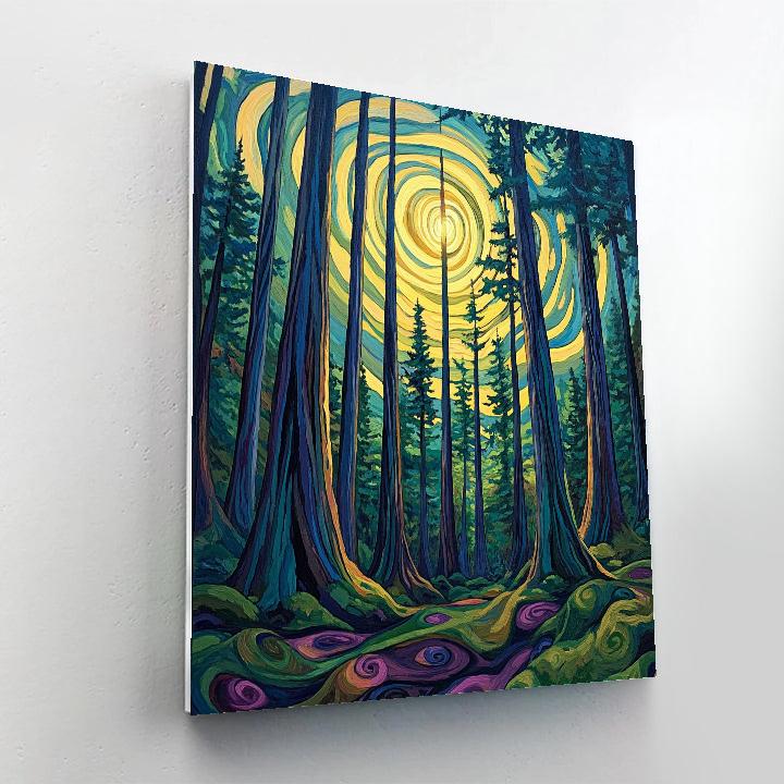 Emily Carr Inspired Cathedral Cedar Vortex Numbered painting kits