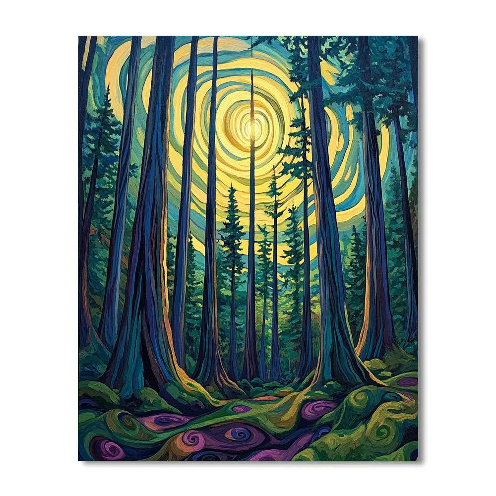 Emily Carr Inspired Cathedral Cedar Vortex Numbered painting kits