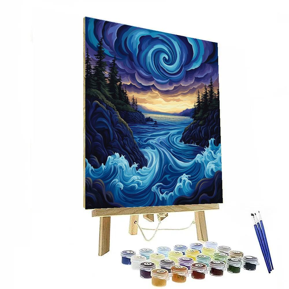 Emily Carr Inspired Storm Spiral Over Pacific Inlet Paint by numbers art