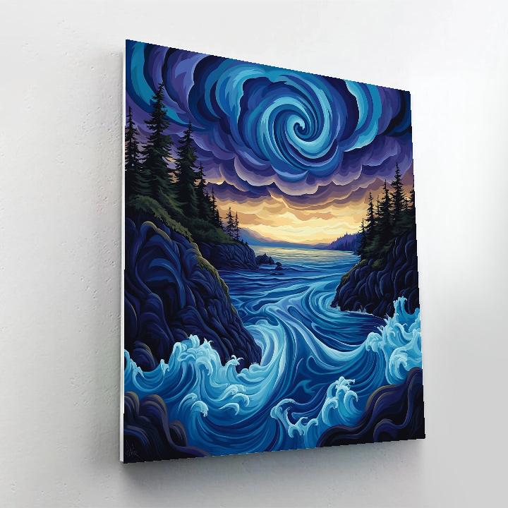 Emily Carr Inspired Storm Spiral Over Pacific Inlet Paint by numbers art