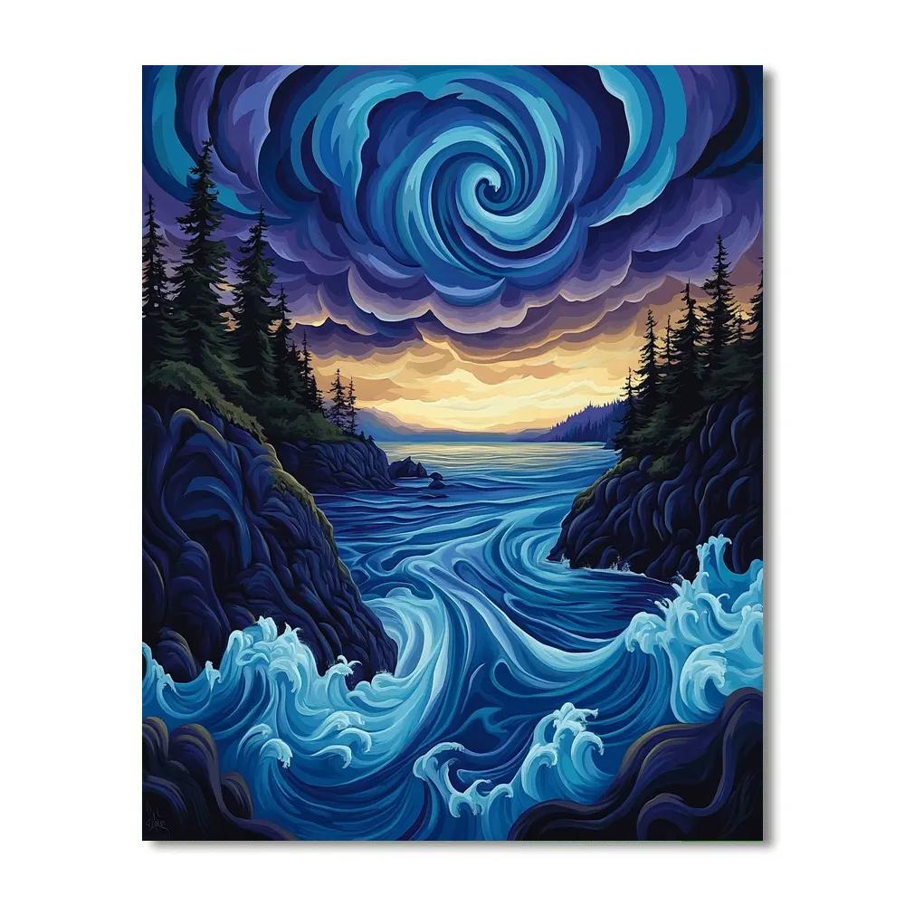 Emily Carr Inspired Storm Spiral Over Pacific Inlet Paint by numbers art