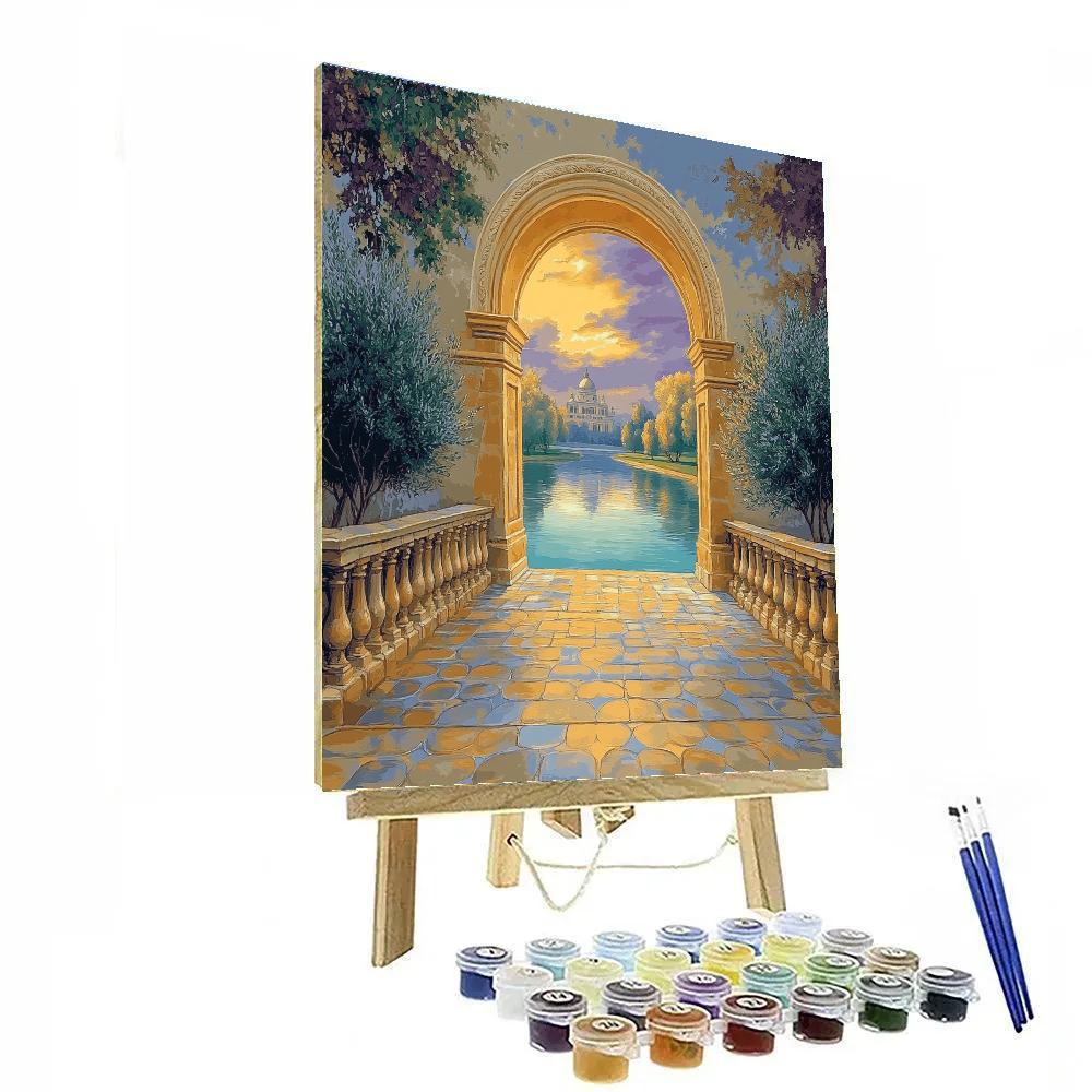 Raphael Inspired Aureate Archway Over Quiet Waters paint by numbers