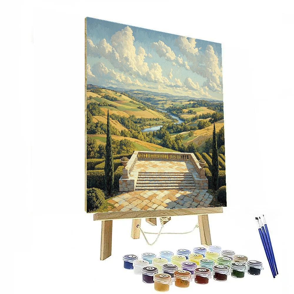 Raphael Inspired Harmonic Hills With Distant Triumphal Terrace paint by number