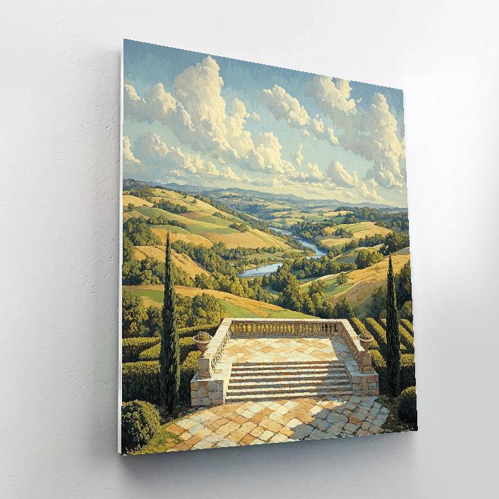 Raphael Inspired Harmonic Hills With Distant Triumphal Terrace paint by number